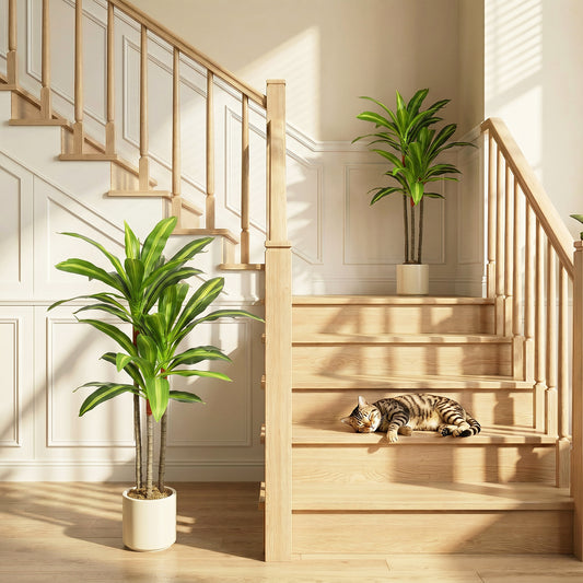 HOMCOM 90cm Lifelike Artificial Dracaena Tree With Bendable Trunks Realistic Green Leaves For Home Decor