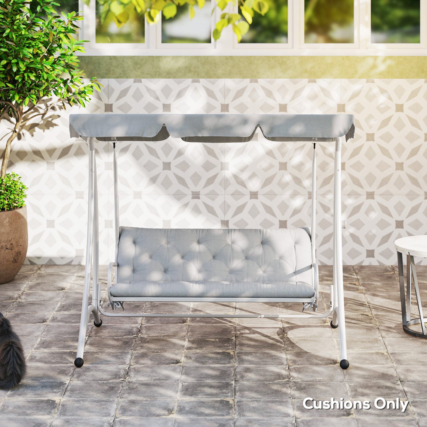 Outsunny Three Seater Bench Cushion Light Grey Outdoor Replacement Cushion For Metal And Wood Benches Splash Resistant