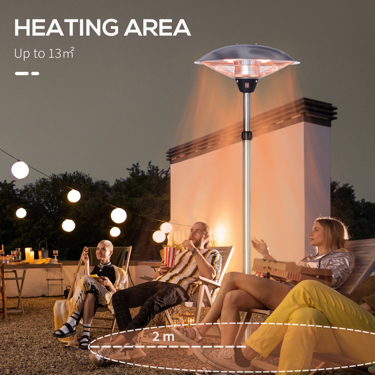 Outsunny 3000W Infrared Freestanding Electric Patio Heater with Adjustable Height and Long Power Cable - ALL4U RETAILER LTD