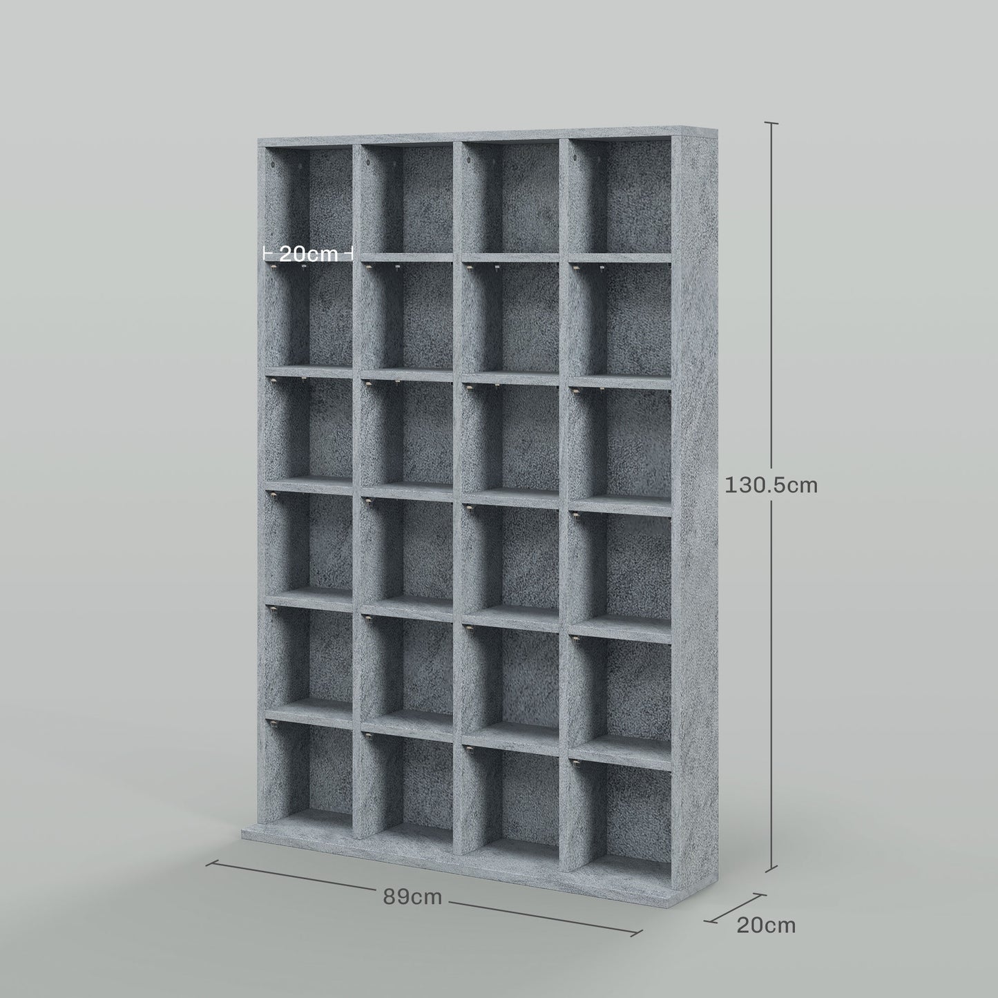 HOMCOM Adjustable Cement Grey Media Storage Shelf with Capacity for 480 CDs and 312 DVDs/Blu-rays - ALL4U RETAILER LTD