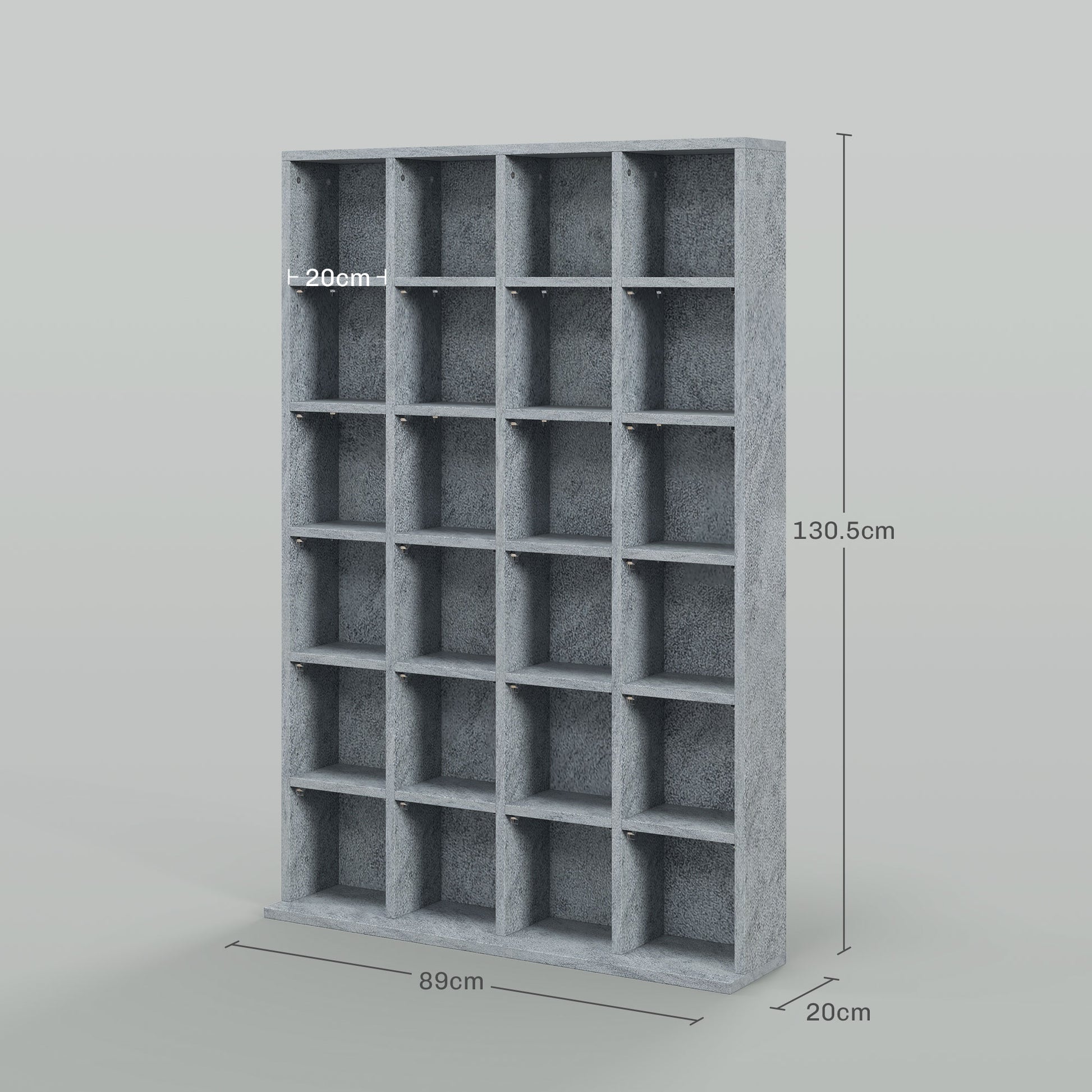 HOMCOM Adjustable Cement Grey Media Storage Shelf with Capacity for 480 CDs and 312 DVDs/Blu-rays - ALL4U RETAILER LTD