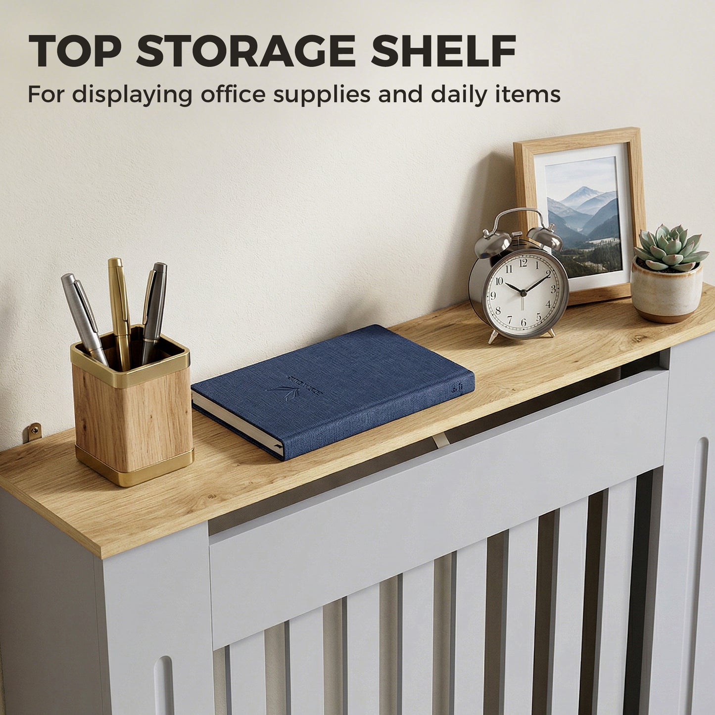 HOMCOM Slatted Radiator Cover In Grey Painted MDF With Lined Grill 78L x 19W x 81H cm