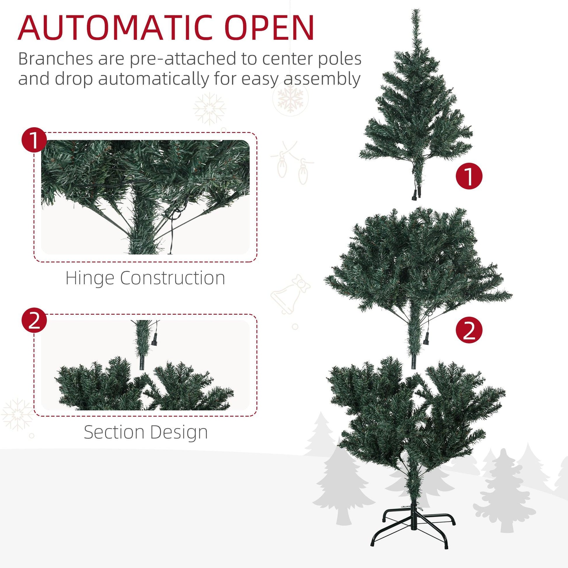 HOMCOM 5' Prelit Christmas Tree with Warm White LED Lights - ALL4U RETAILER LTD