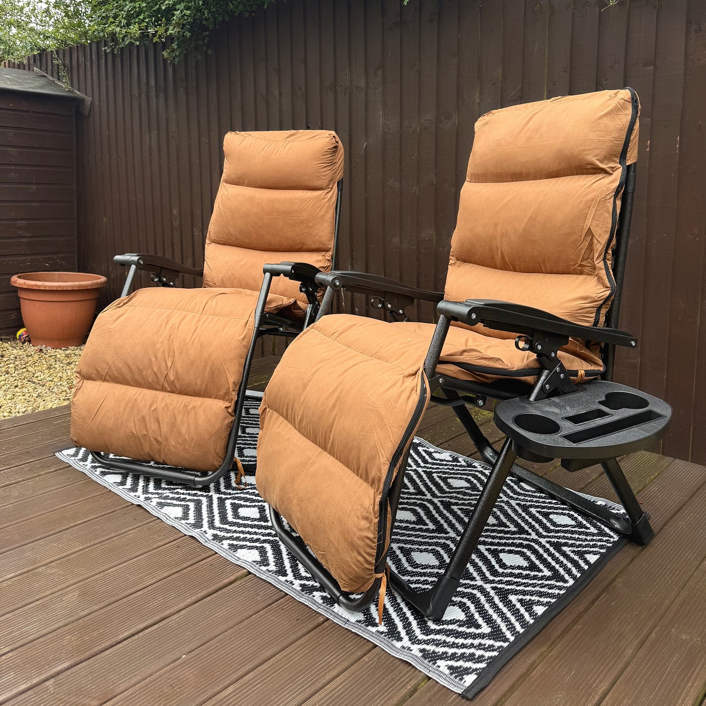 Outsunny Set Of Two Reclining Sun Loungers With Cushions For Outdoor Patio Brown