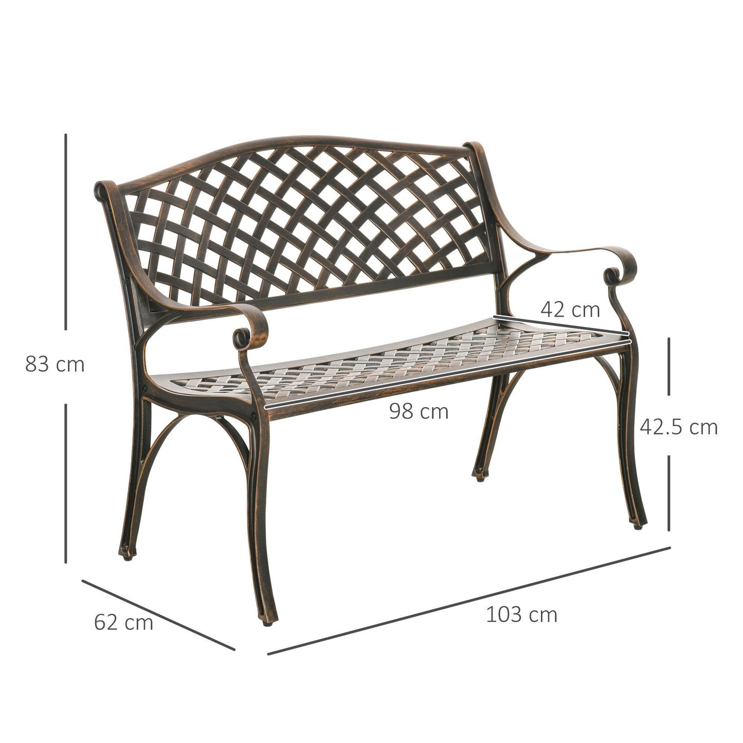 Outsunny 2 Seater Garden Bench - Bronze - ALL4U RETAILER LTD