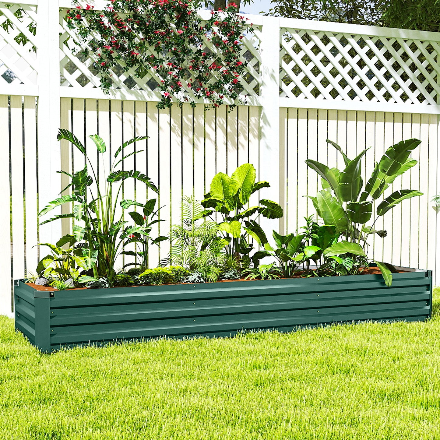 Outsunny 60 x 240cm Galvanised Steel Planter With Open Bottom Raised Garden Bed