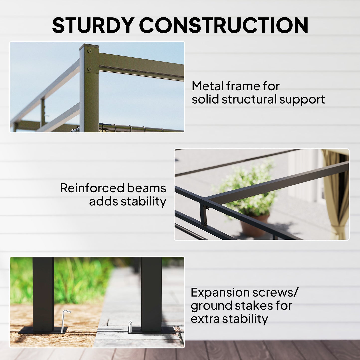 Outsunny 3x3 m Pergola with Retractable Roof Canopy and Curtains UPF30+ Metal Frame Garden Gazebo Sun Shade Khaki