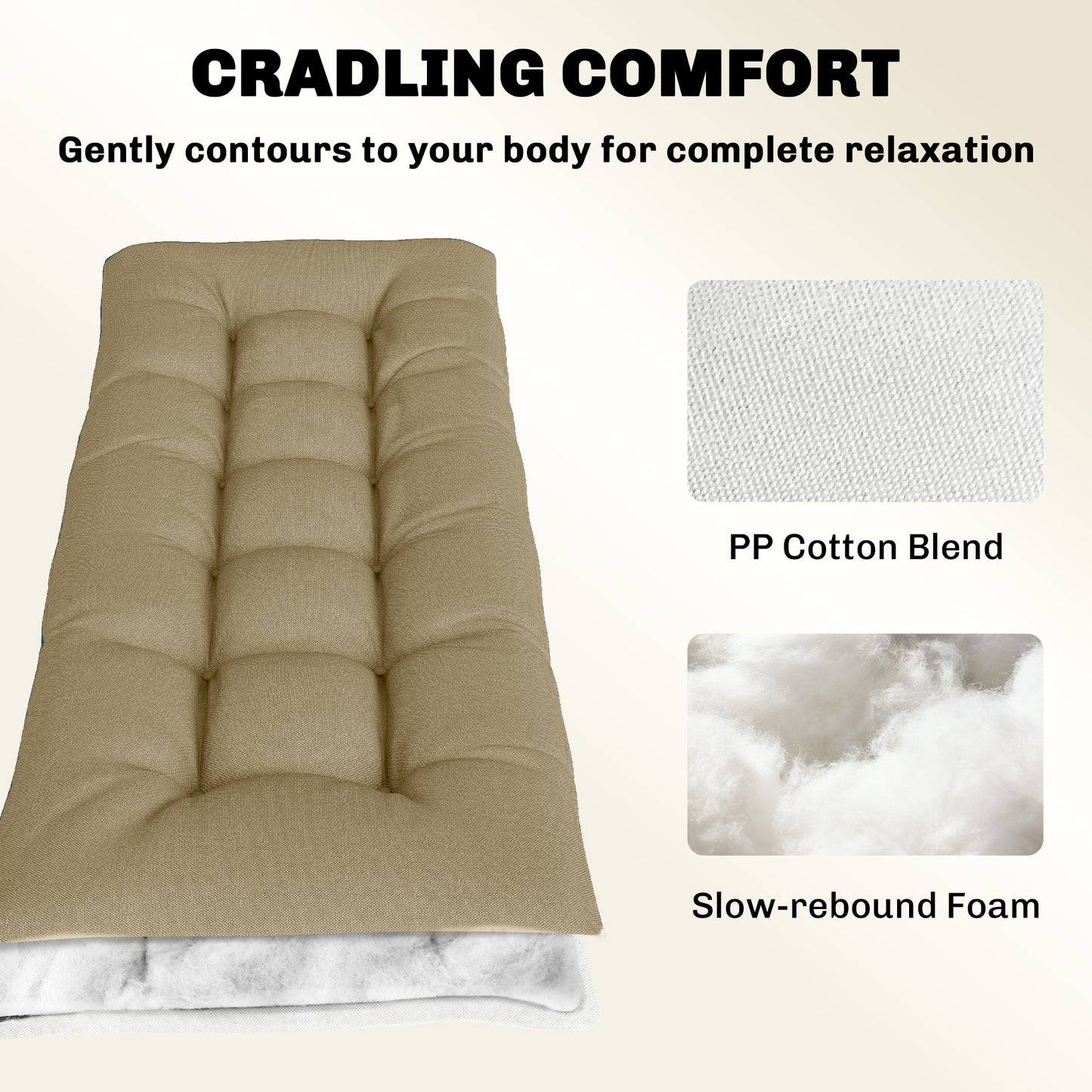 Outsunny Memory Foam Sun Lounger Cushion With Ties For 190 X 60 Cm Patio Lounger Outdoor Sand