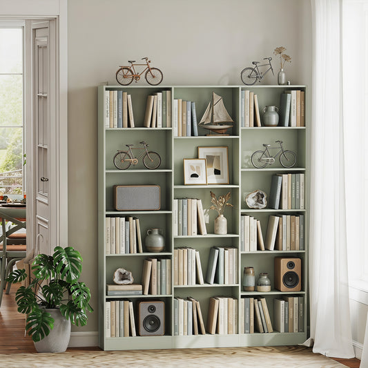 HOMCOM Six Tier Bookcase With Open Storage And Anti Tipping Hardware Adjustable Shelves In Light Green