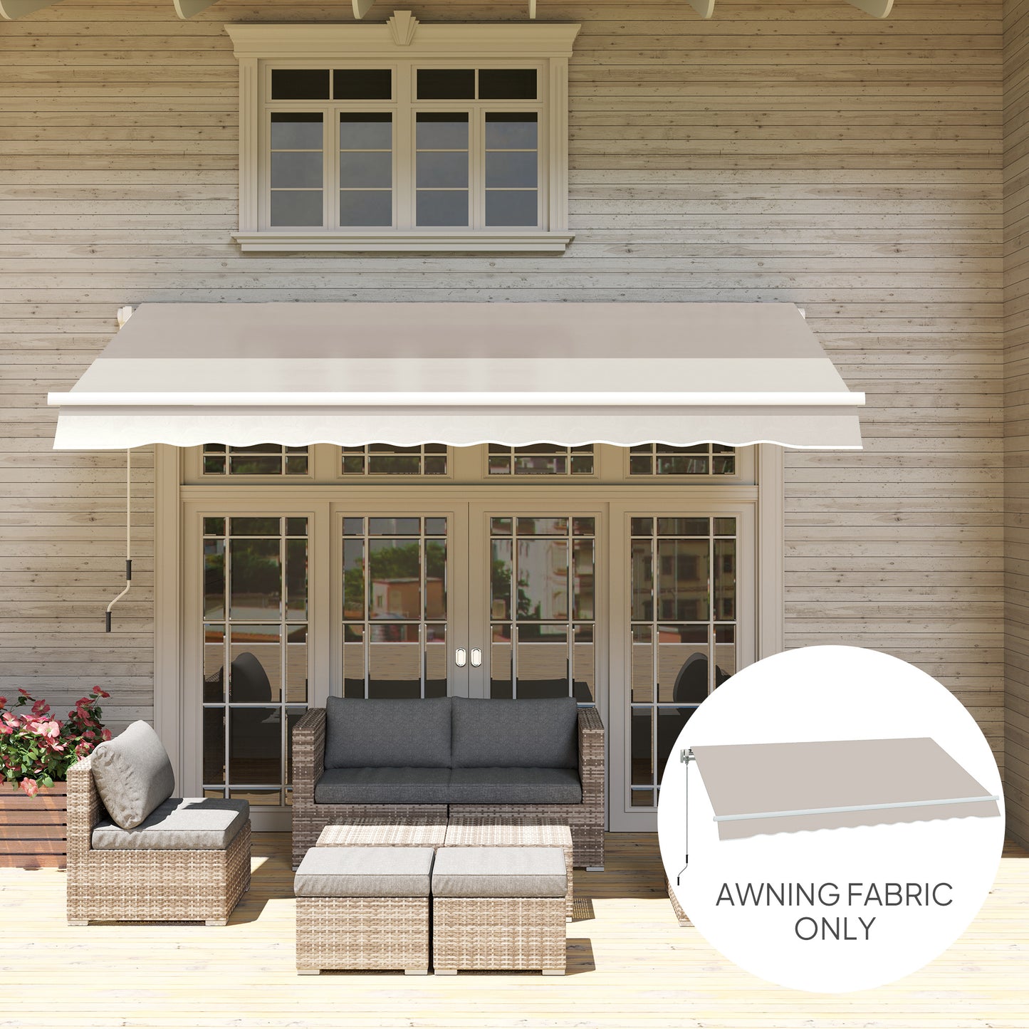 Outsunny 3 x 2.5 m Awning Replacement Canopy Cream White UPF 50+ Water Resistant Fabric