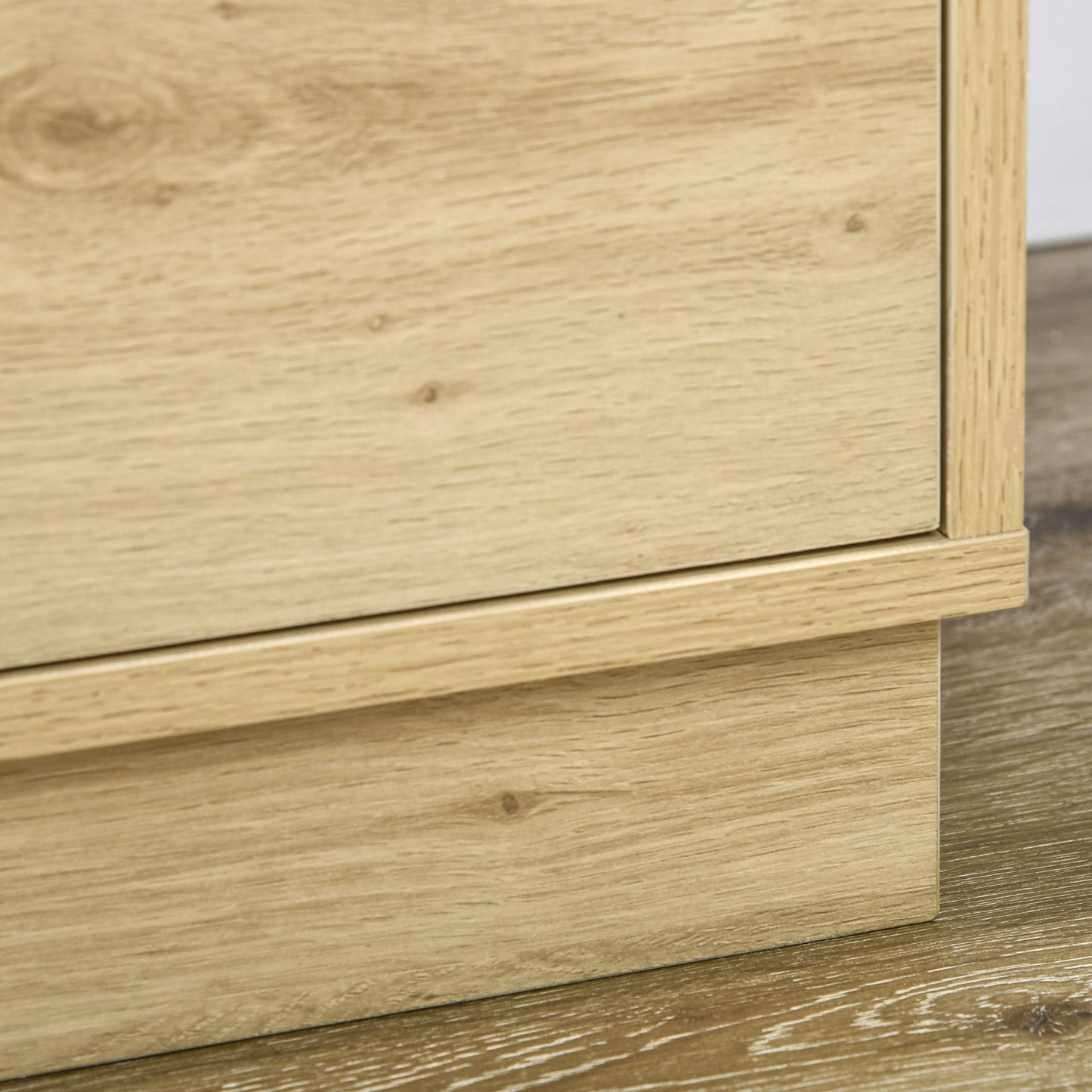 HOMCOM Chest Of Four Drawers With Rattan Weave Panel Accents On Two Drawers In Wood Effect Finish