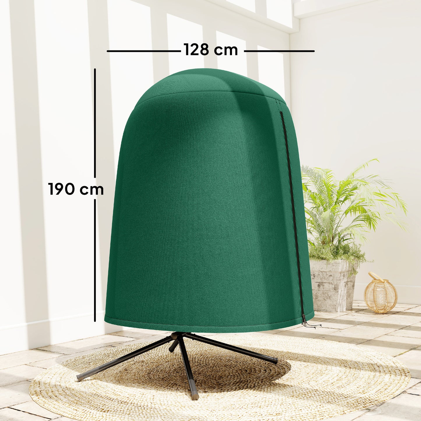 Outsunny 190 x 128cm Hanging Egg Chair Cover Green Weatherproof Outdoor Furniture Protector