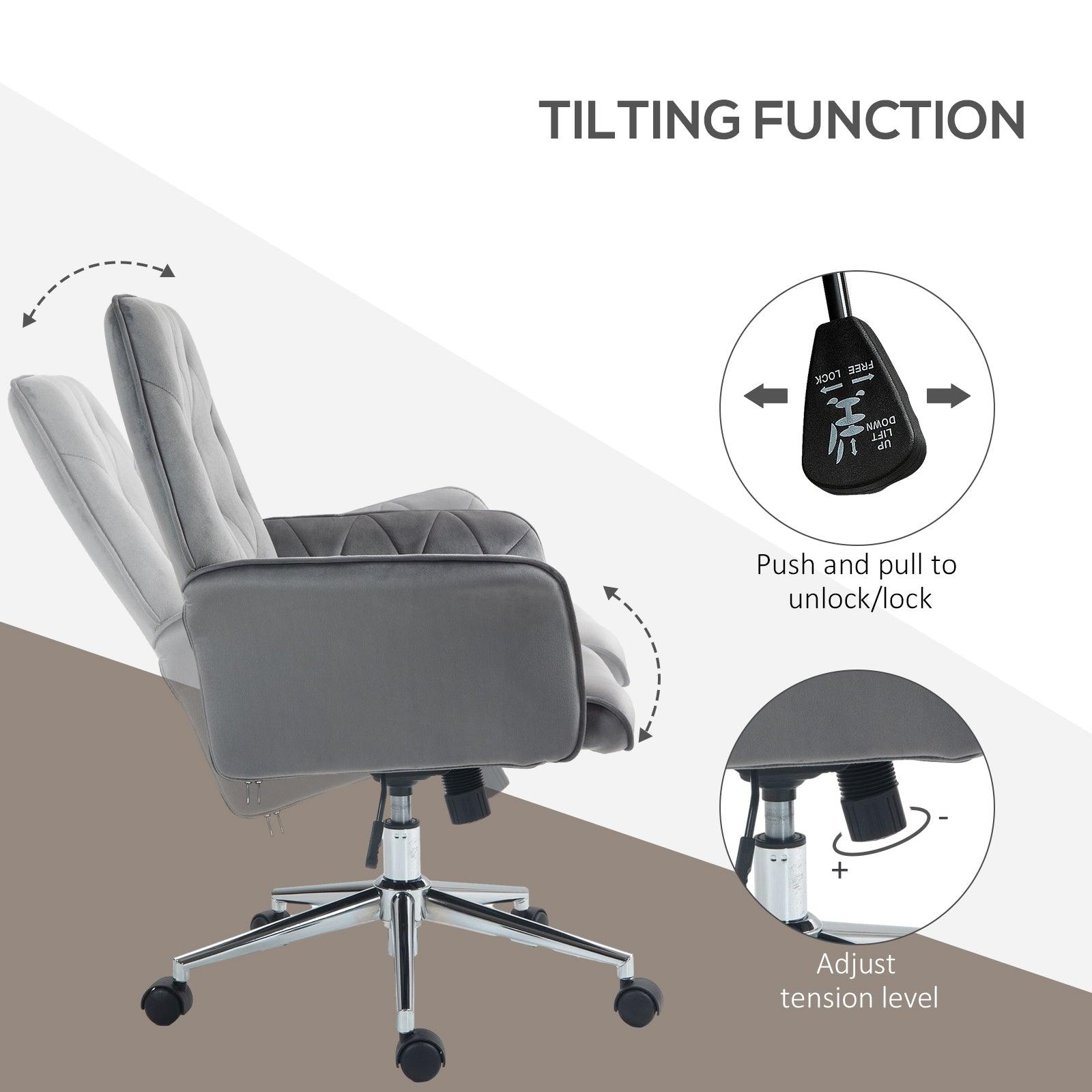 Vinsetto Linen Computer Chair with Armrest, Modern Swivel Chair with Adjustable Height, Dark Grey - ALL4U RETAILER LTD