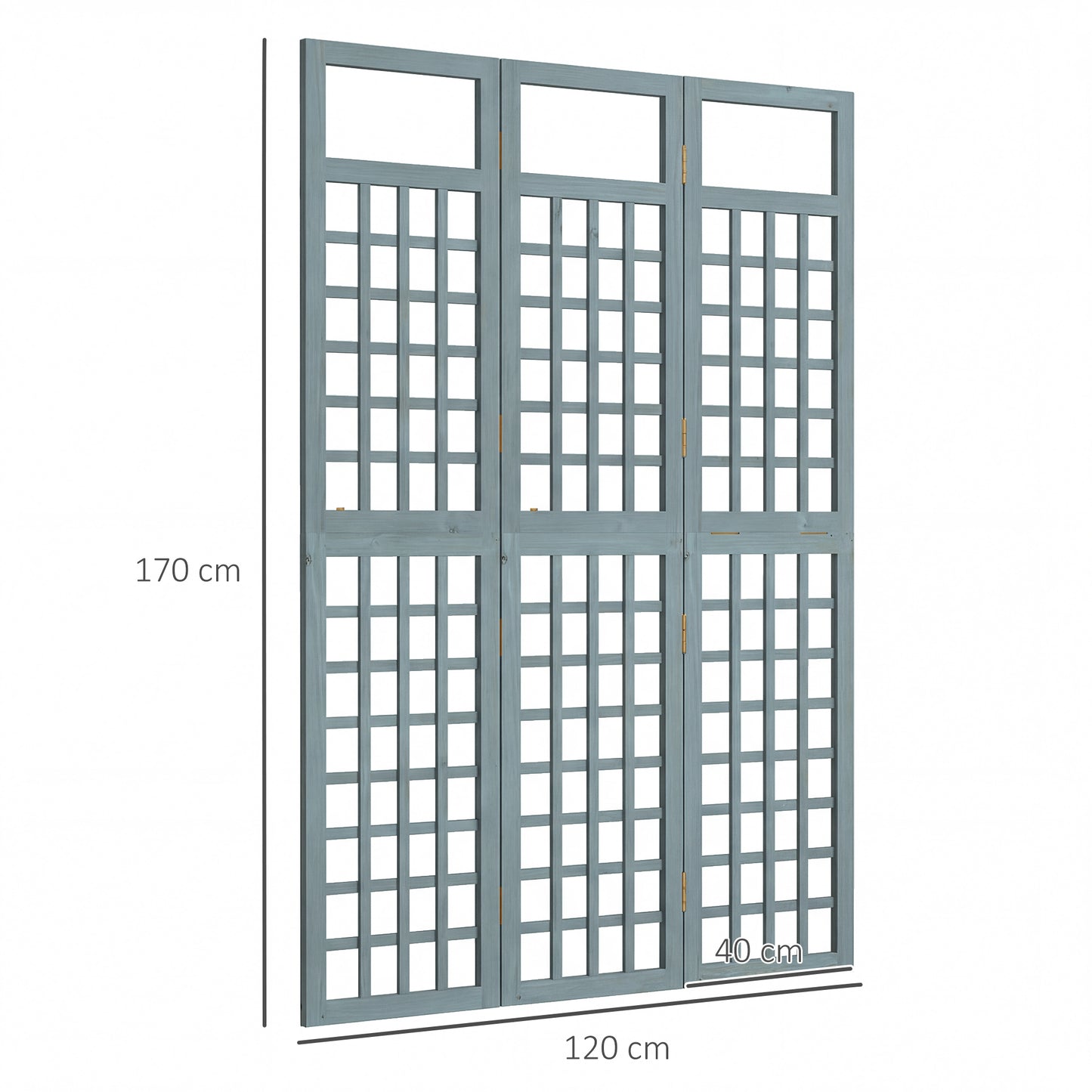 Outsunny 3 Panel Garden Privacy Screen Freestanding Foldable Wooden Outdoor Divider Trellis Grey