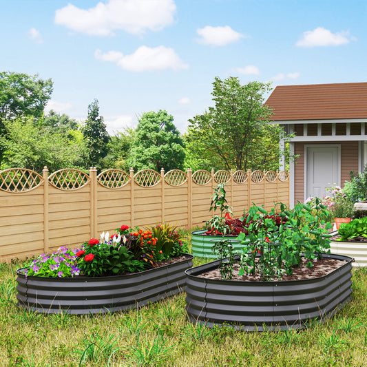 Outsunny Set Of Two 181 X 93 Cm Galvanised Steel Planters In Dark Grey For Raised Garden Beds