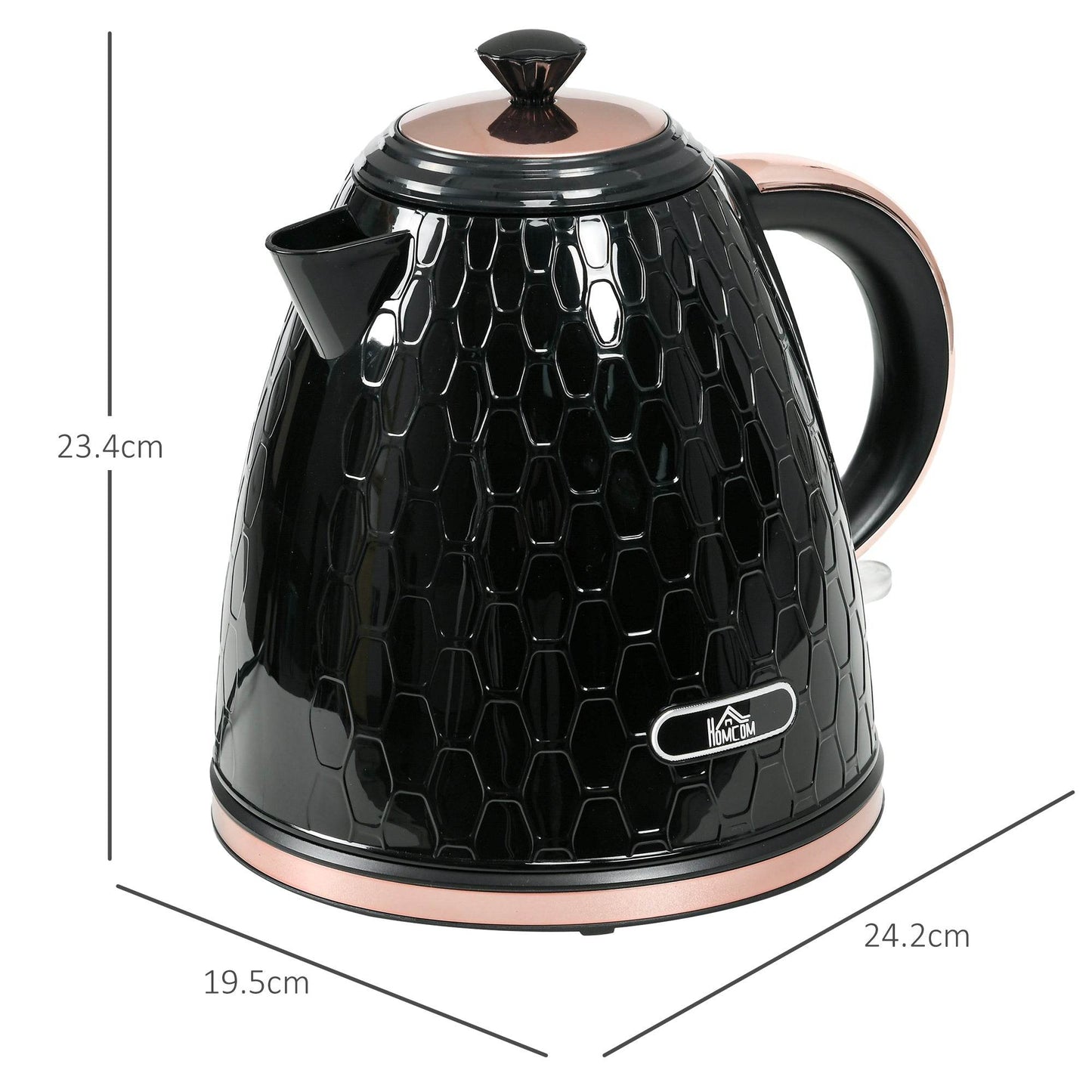 HOMCOM 1.7L Fast Boiling Electric Kettle with Auto Shut-off and Removable Filter – 3000W BPA-Free Black Design - ALL4U RETAILER LTD