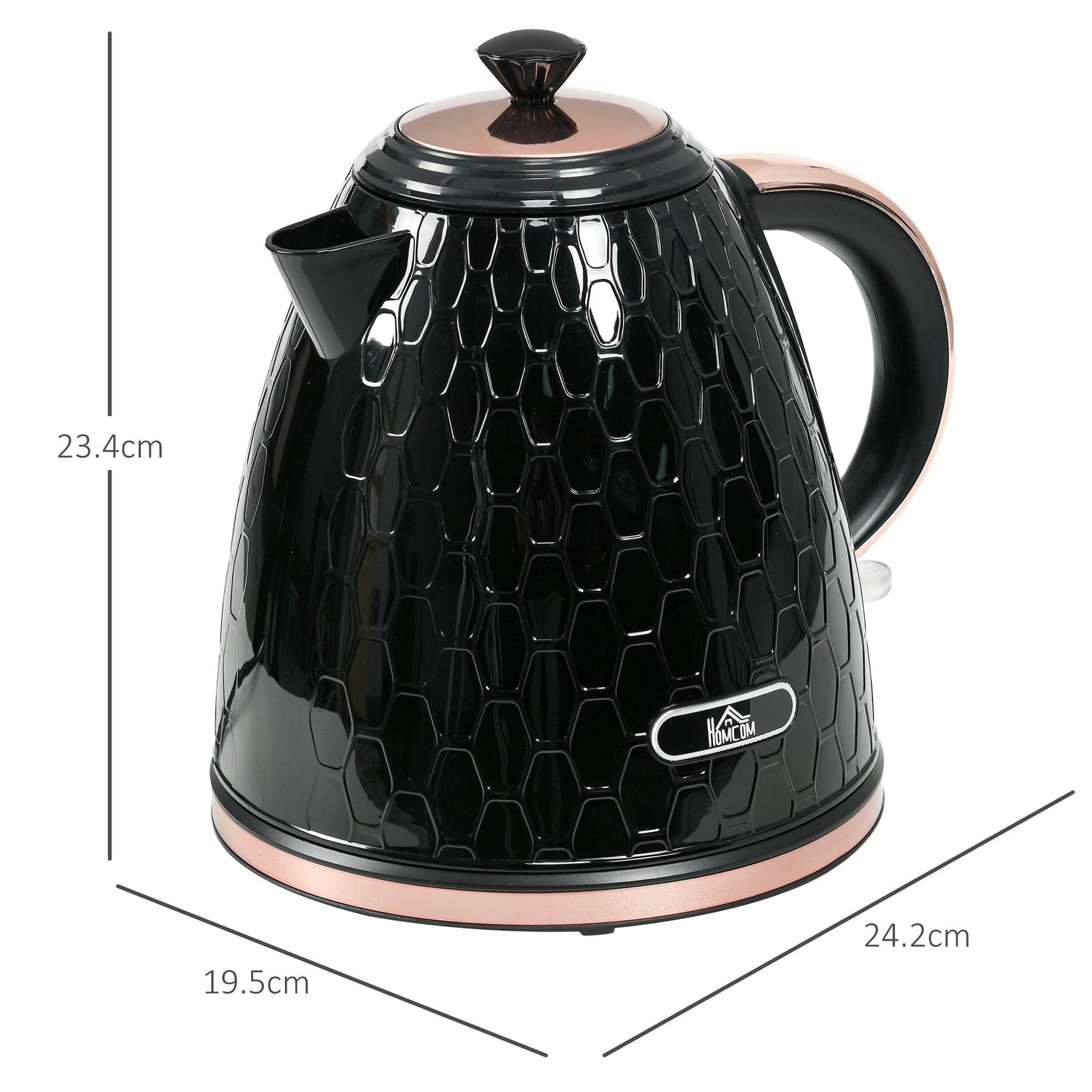 HOMCOM 1.7L Fast Boiling Electric Kettle with Auto Shut-off and Removable Filter – 3000W BPA-Free Black Design - ALL4U RETAILER LTD