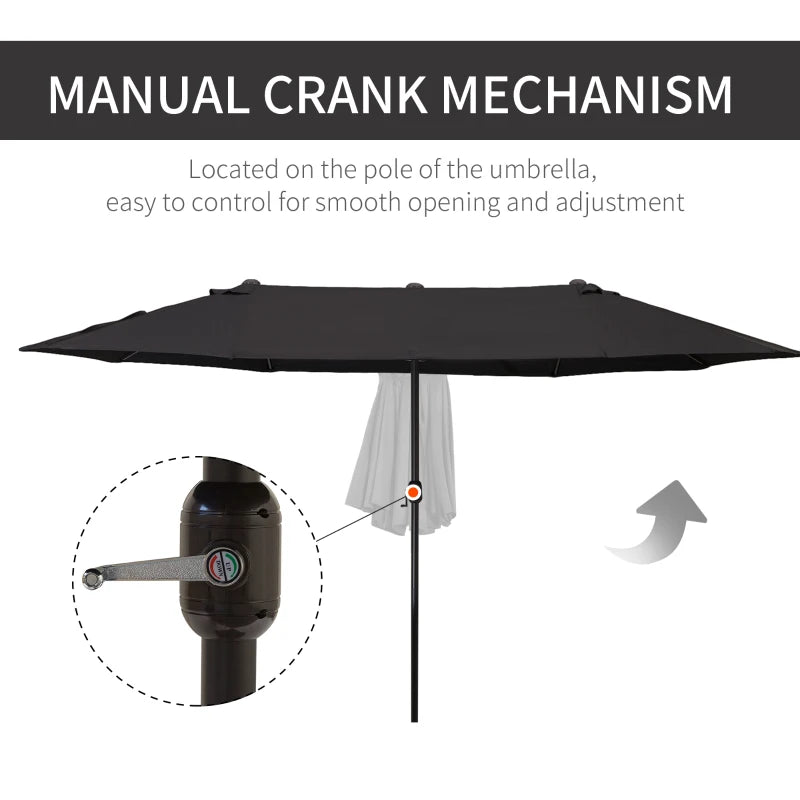 Outsunny 4.6m Black Canopy Parasol - Stylish Shade Solution - ALL4U RETAILER LTD