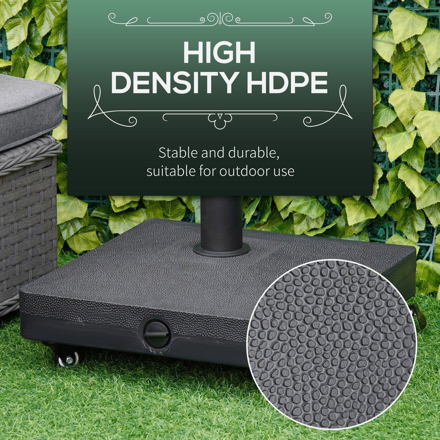 Outsunny 20kg Parasol Base With Wheels Heavy Duty Sand Or Water Filled Patio Umbrella Base For Outdoor Deck Black