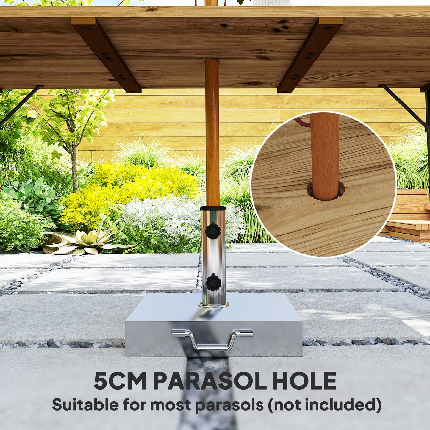 Outsunny 6 Seater Wooden Garden Dining Table 175x80 cm Outdoor Table With 5 cm Parasol Hole Slatted Top Brown