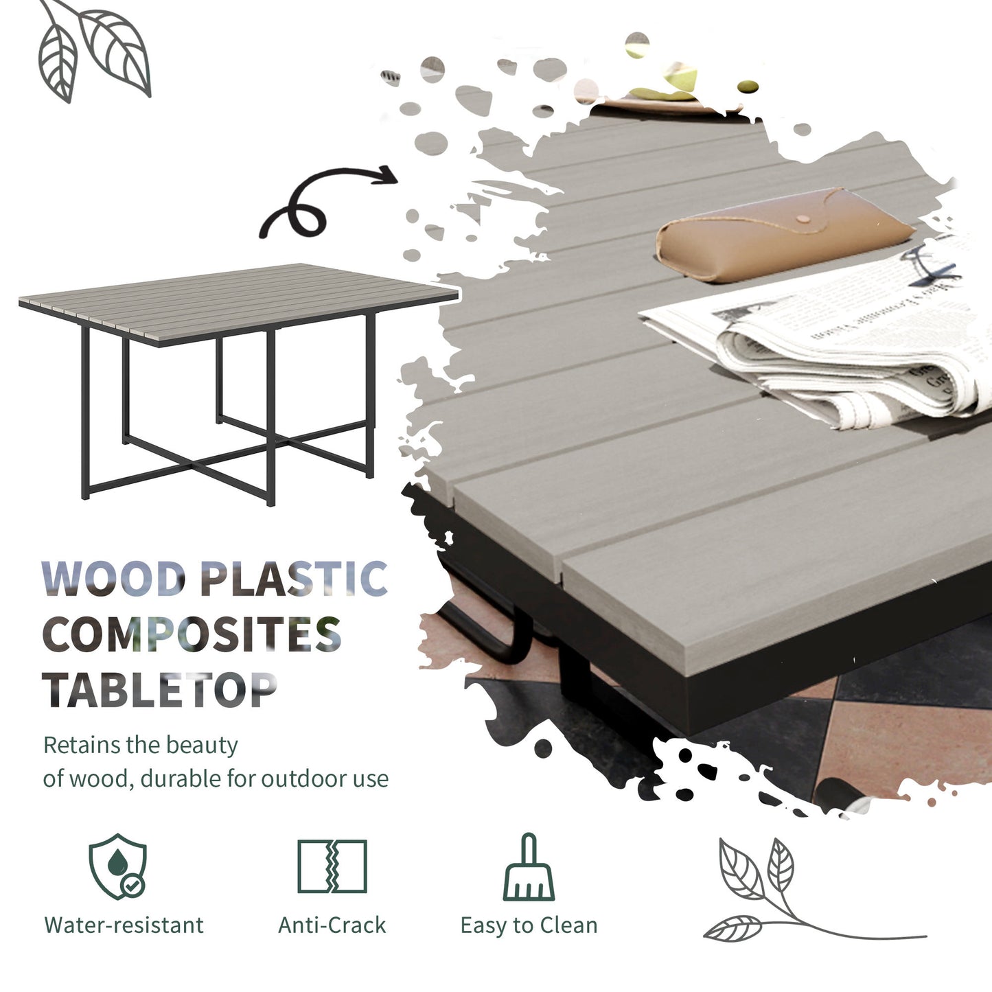 Outsunny 10 Seater Rattan Cube Garden Furniture Set With Cushions 6 Armchairs 4 Stools Wood Grain Table Grey