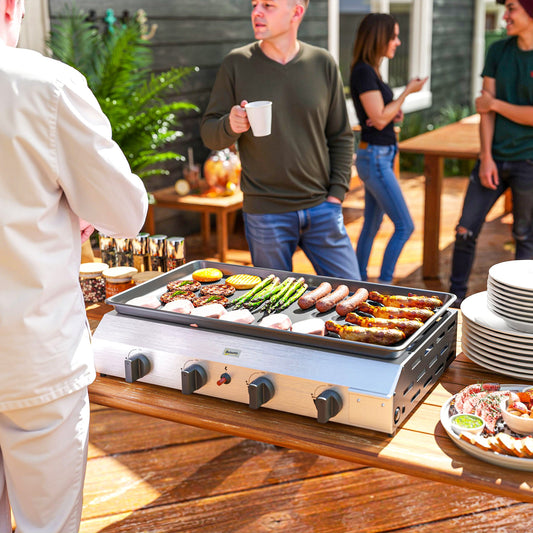 Outsunny Four Burner Portable Gas Grill With Pull Out Grease Box And Adjustable 2.4kW Burners