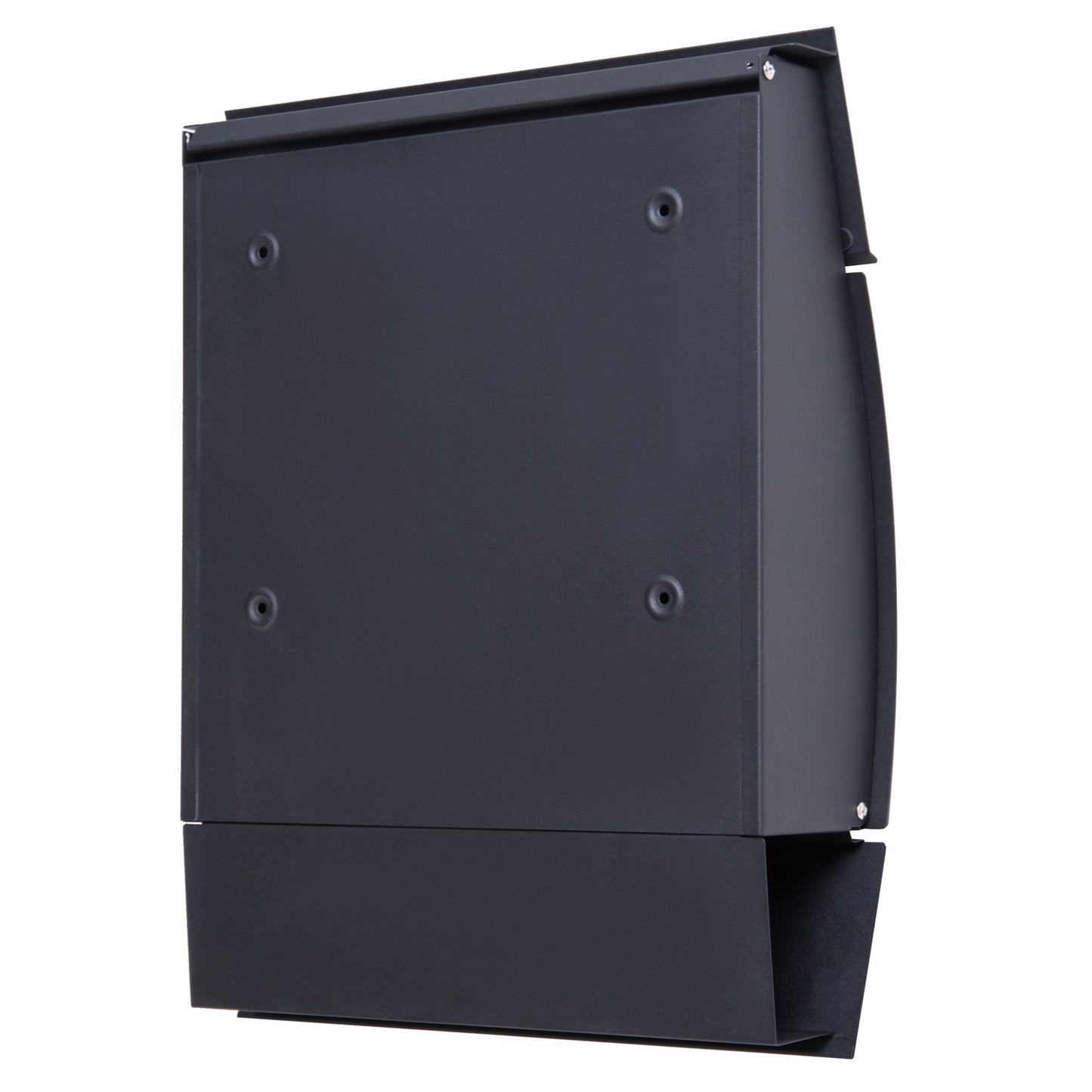 HOMCOM Modern Black Steel Lockable Wall-Mounted Mailbox with Waterproof Lid & Newspaper Holder - ALL4U RETAILER LTD