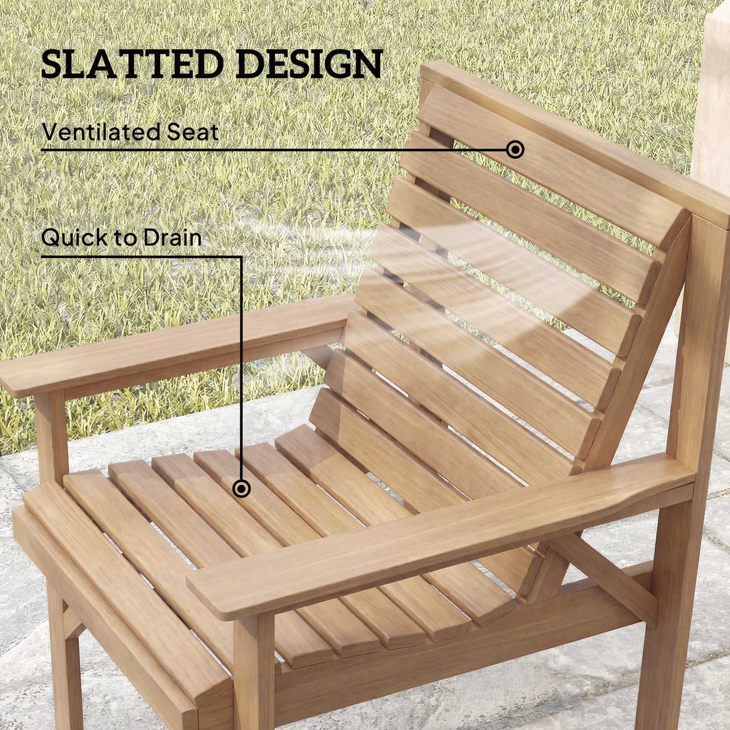 Outsunny 4 Piece Wooden Garden Furniture Set With Two Armchairs Loveseat And Coffee Table Natural Wood Finish