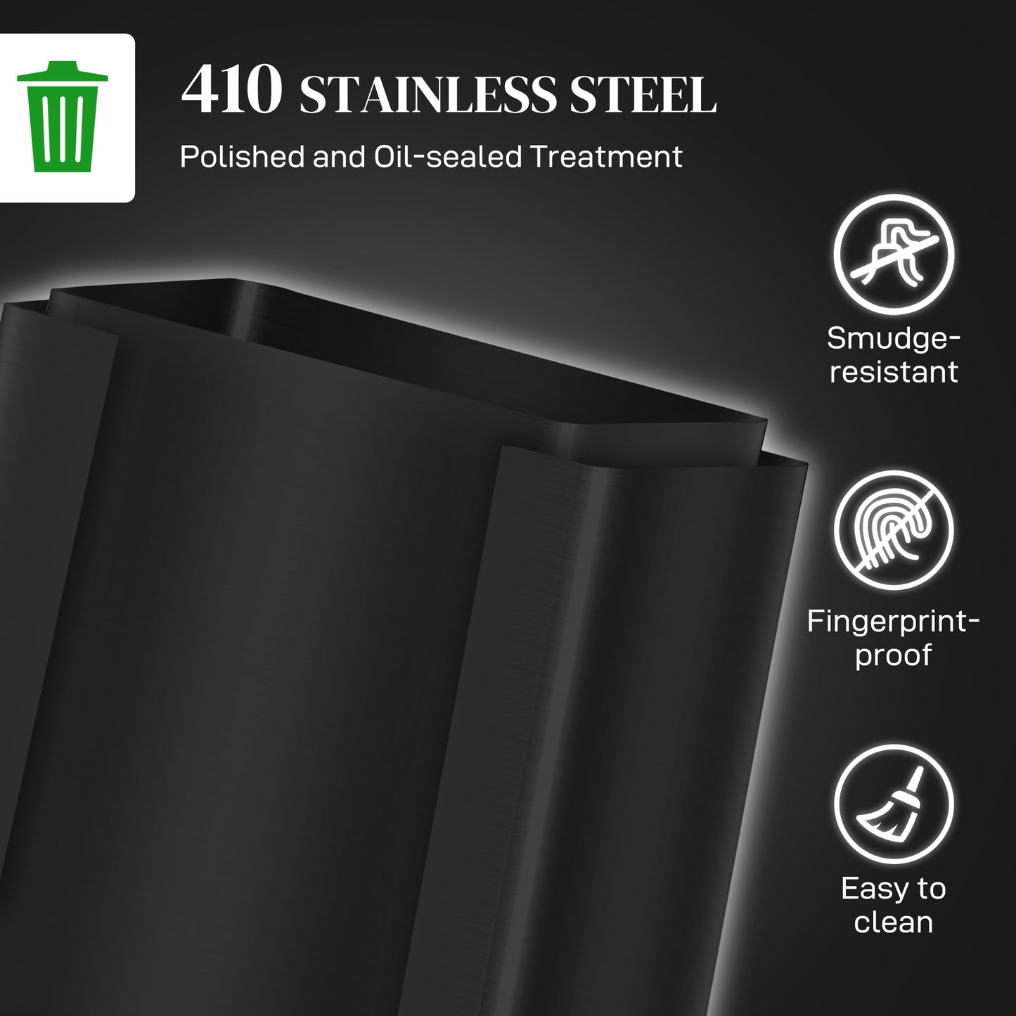 HOMCOM 50L Dual Compartment Stainless Steel Pedal Bin With Deodoriser Holders Black
