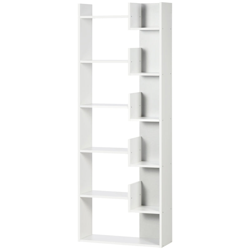 HOMCOM 6-Tier Freestanding Bookshelf - Decorative White Storage Shelves for Home Organization - ALL4U RETAILER LTD