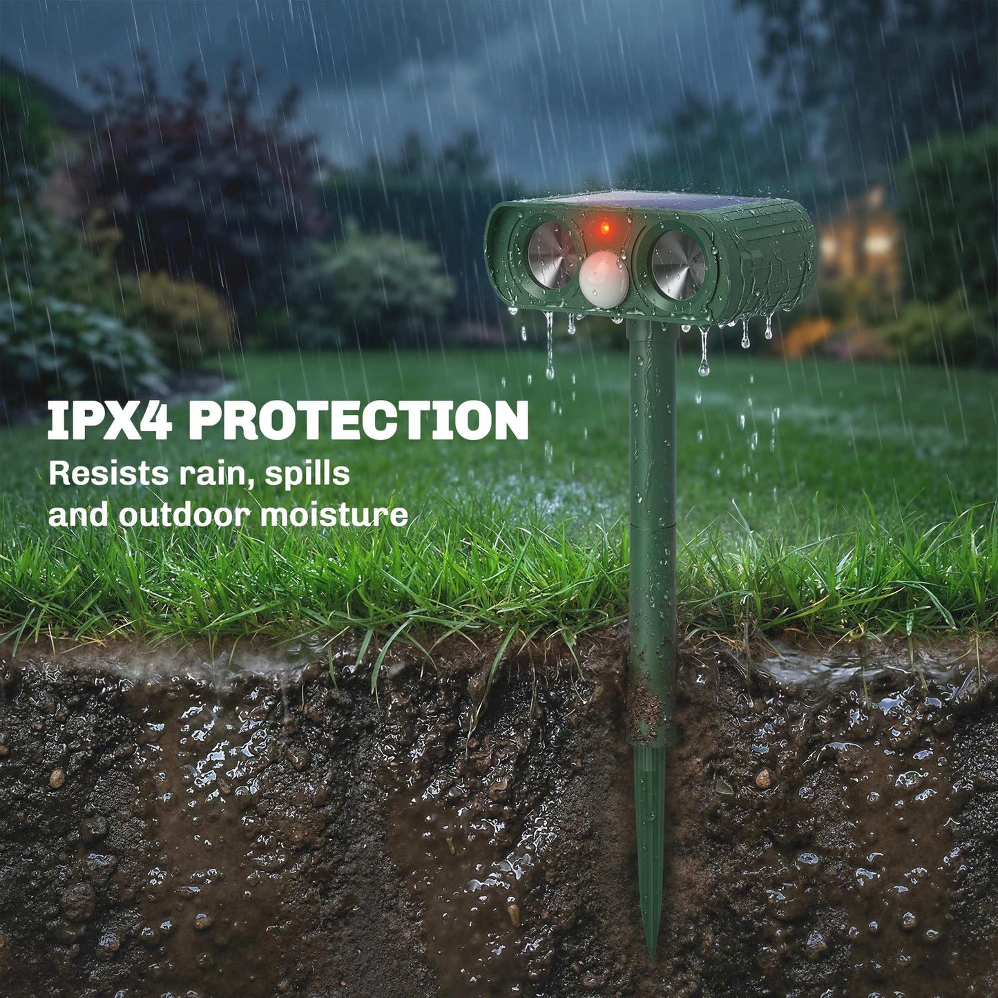 Outsunny Ultrasonic Cat Repellent With PIR Motion Sensor 110 Degree LED Flash Solar Powered Gardens Deterrent UK