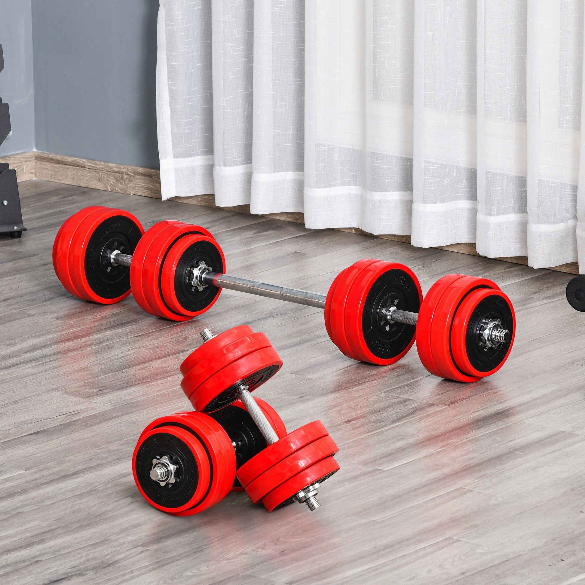 HOMCOM 30KGS Adjustable Dumbbell & Barbell Set for Home Gym - ALL4U RETAILER LTD