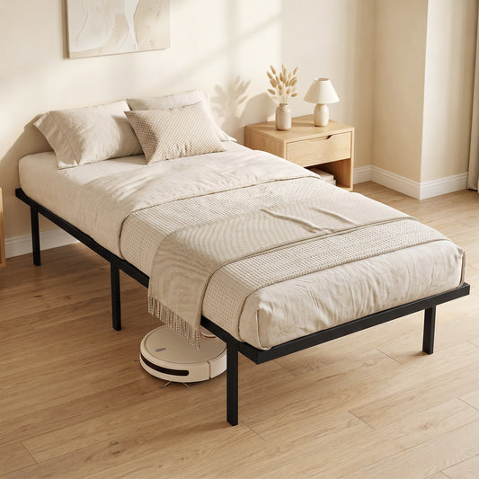 HOMCOM 3ft Single Bed Frame With Underbed Storage And Steel Slat Support No Box Spring Needed
