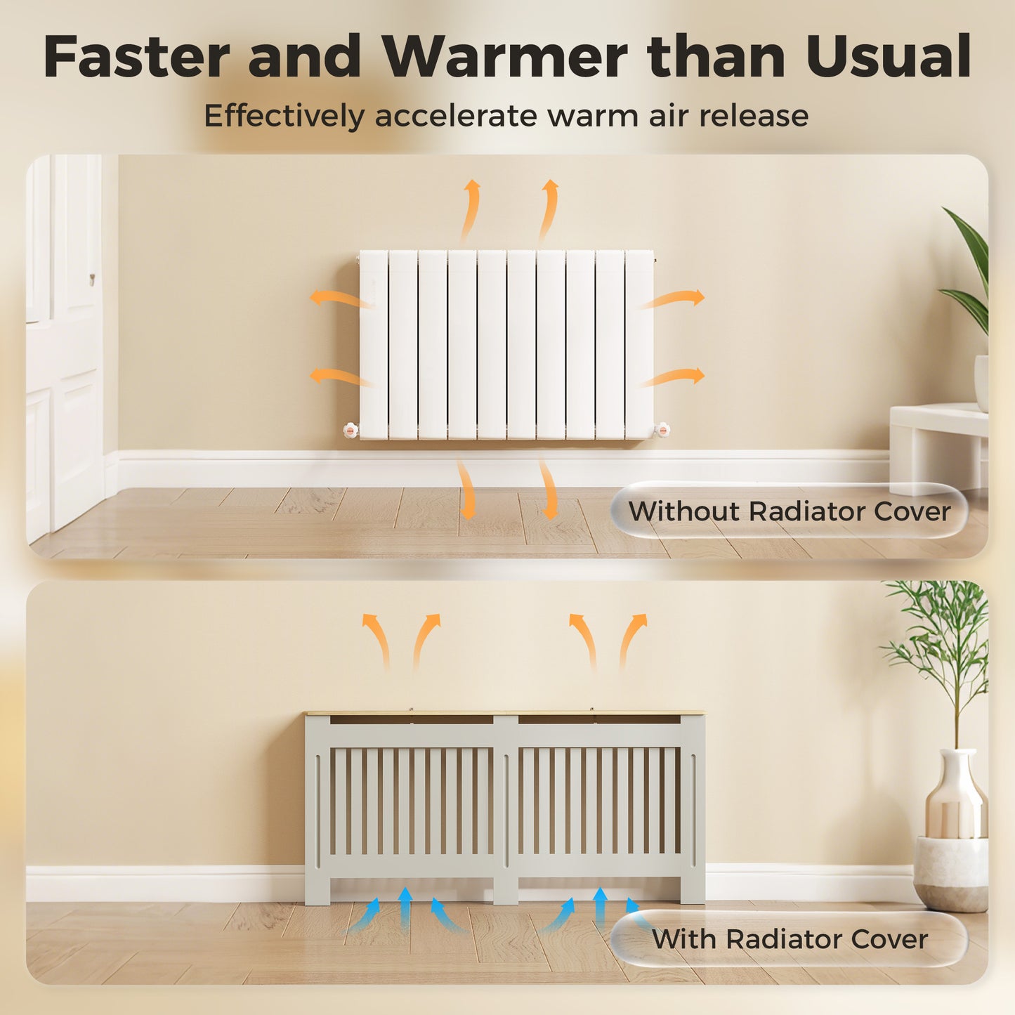 HOMCOM Slatted Radiator Cover Cabinet With Line Grill Design Grey 172L x 19W x 81H cm MDF
