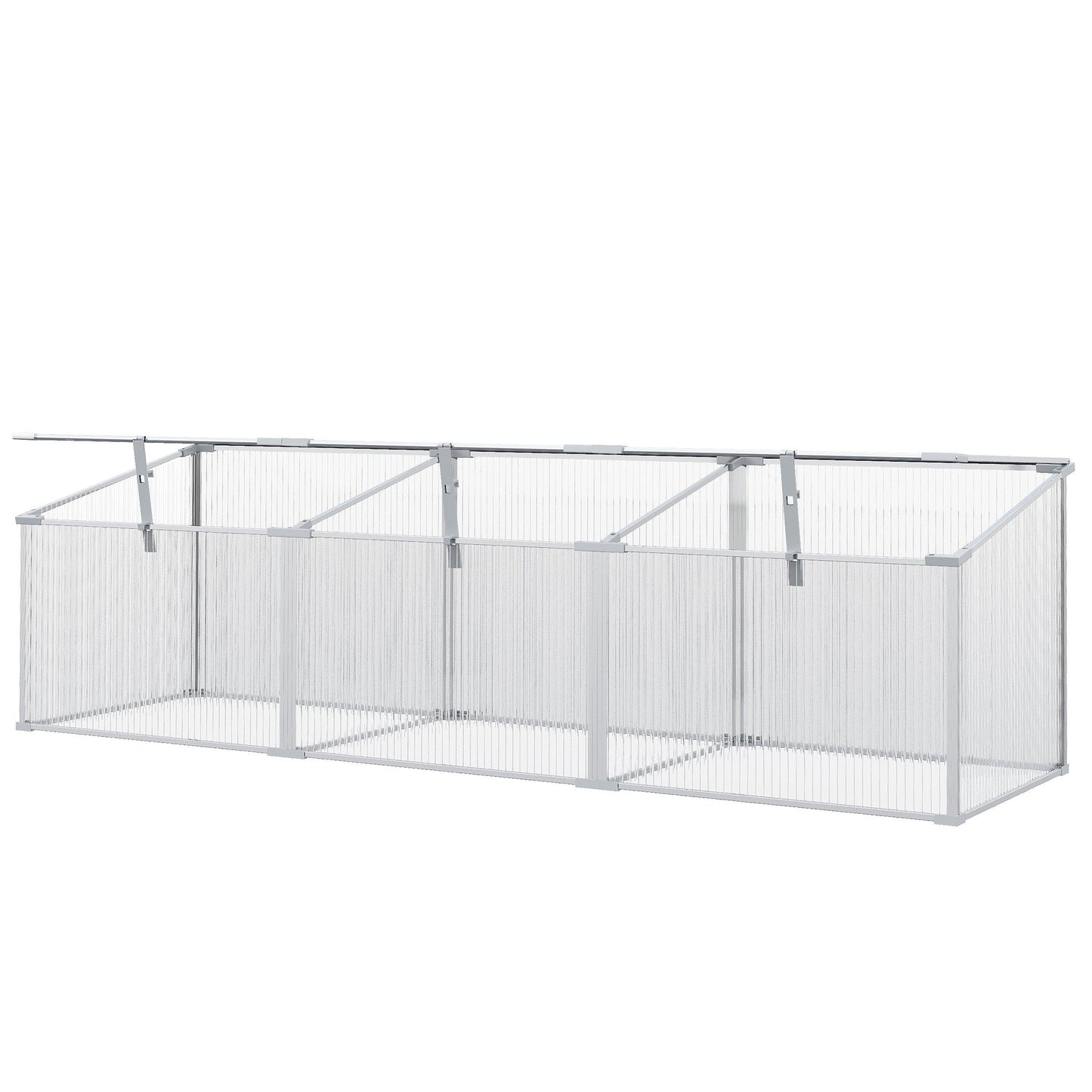 Outsunny Aluminium Greenhouse Plants Raised Bed Vented Cold Frame Transparent - ALL4U RETAILER LTD