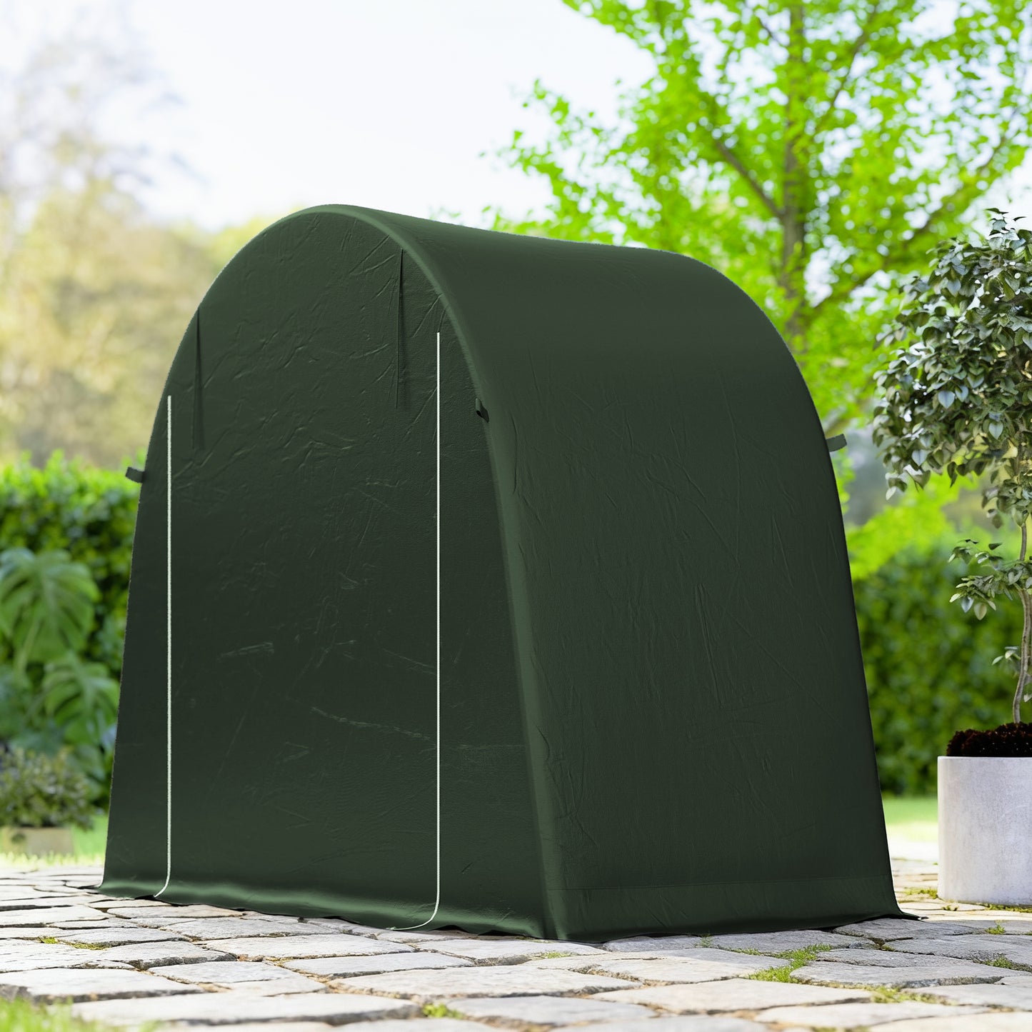Outsunny 8x4 Ft Garden Storage Tent Waterproof With Roll Up Zipper Door And Galvanised Metal Frame Green