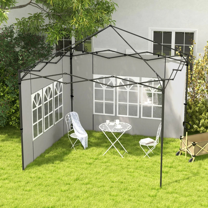 Outsunny Gazebo Side Panels - Replacement Sides with Windows for 3x3m or 3x6m Gazebo Canopy, 2 Pack in White - ALL4U RETAILER LTD