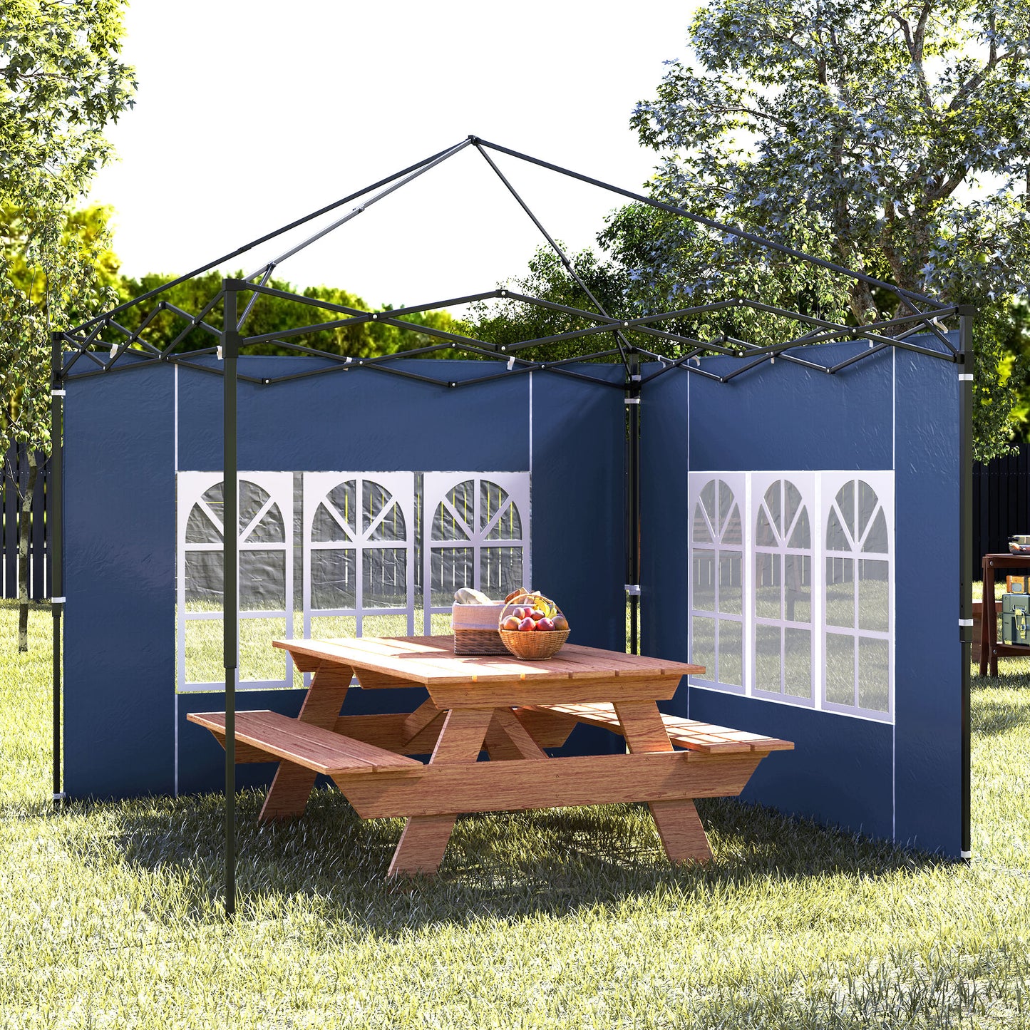 Outsunny Set of Two Replacement Walls for 3x3m and 3x6m Gazebo Canopies Blue with Window