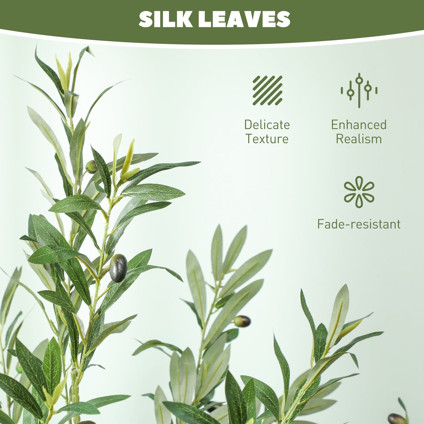 Homcom Silk Leaf Artificial Olive Trees With Cement Filled Pots Lifelike Foliage And Adjustable Branches For Home Decor