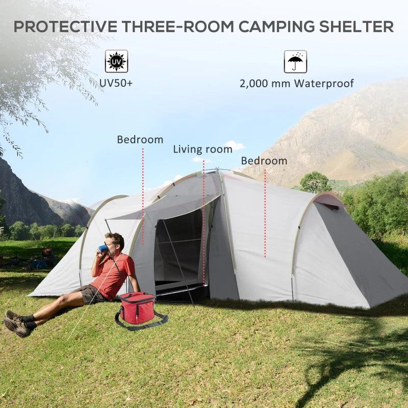 Outsunny 4-6 Person Camping Tent with 2 Bedroom, Living Area and Vestibule - ALL4U RETAILER LTD