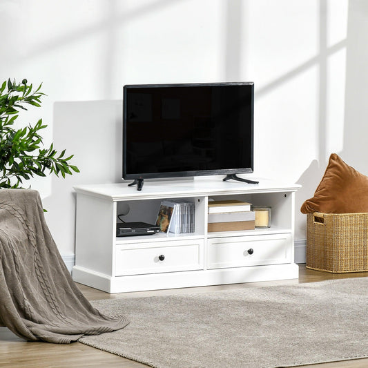 HOMCOM White TV Stand with Drawers and Open Shelves for 45" TVs - ALL4U RETAILER LTD
