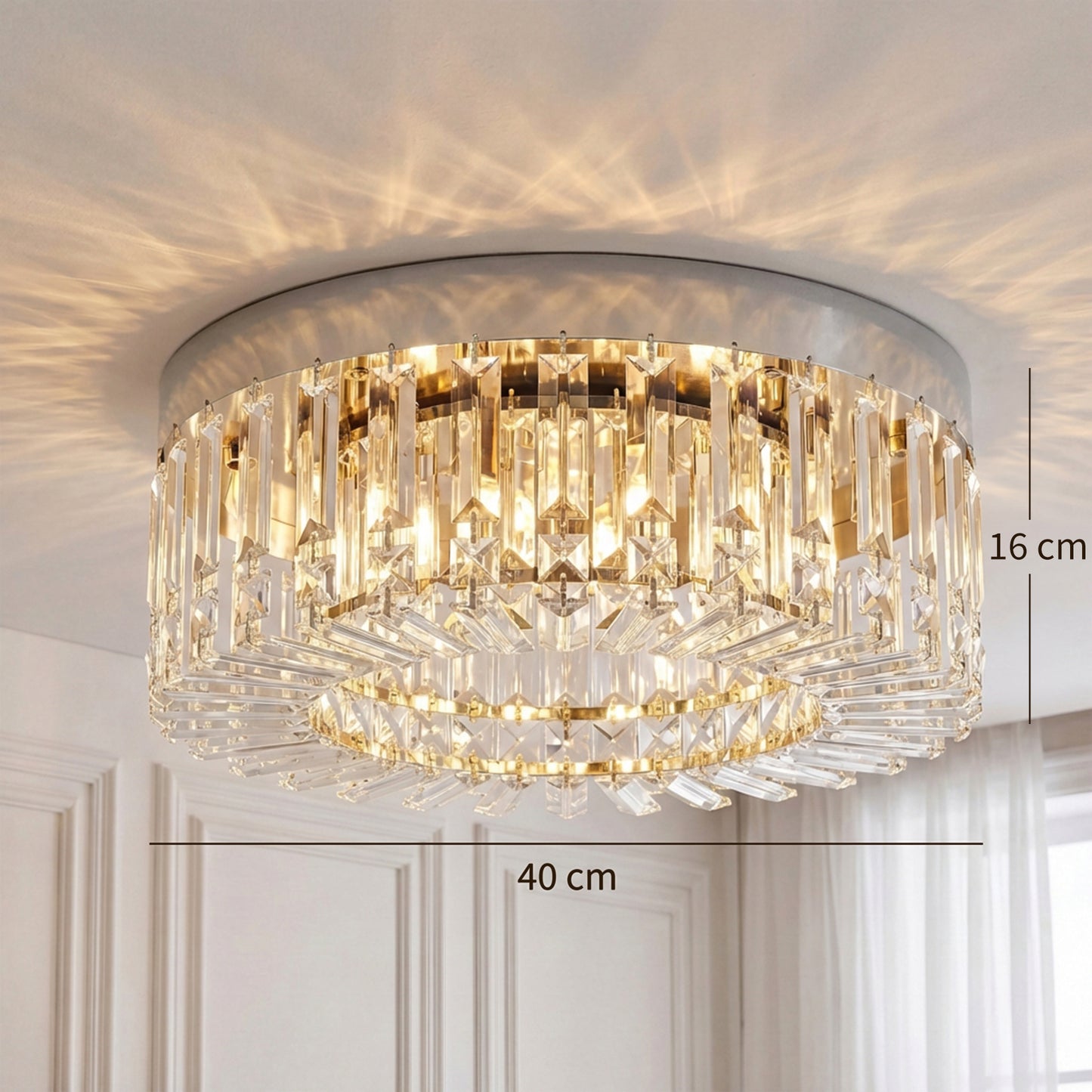 HOMCOM Crystal Chandelier With 160 Crystal Pendants Six Light Ceiling Fixture In Silver Tone For Living Room And Dining