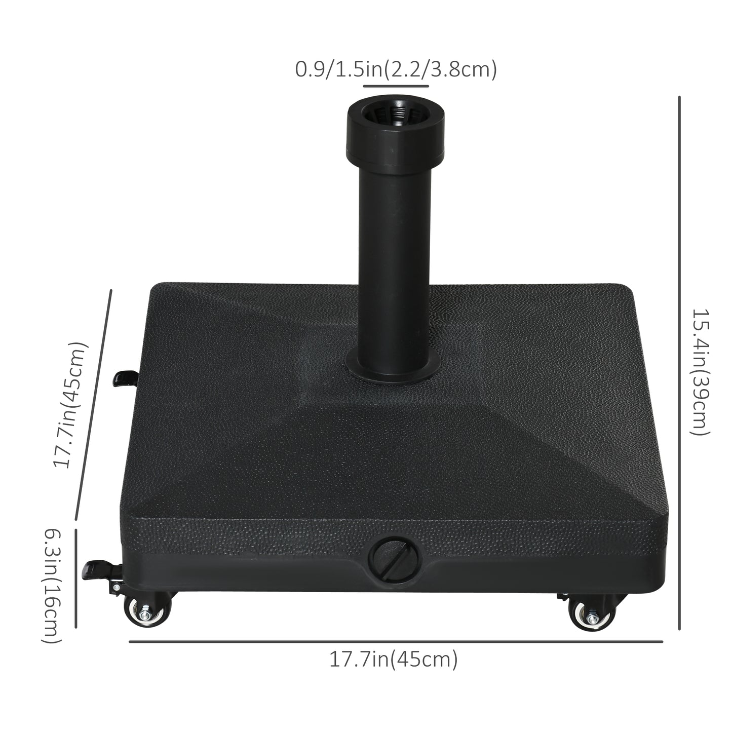 Outsunny 20kg Parasol Base With Wheels Heavy Duty Sand Or Water Filled Patio Umbrella Base For Outdoor Deck Black