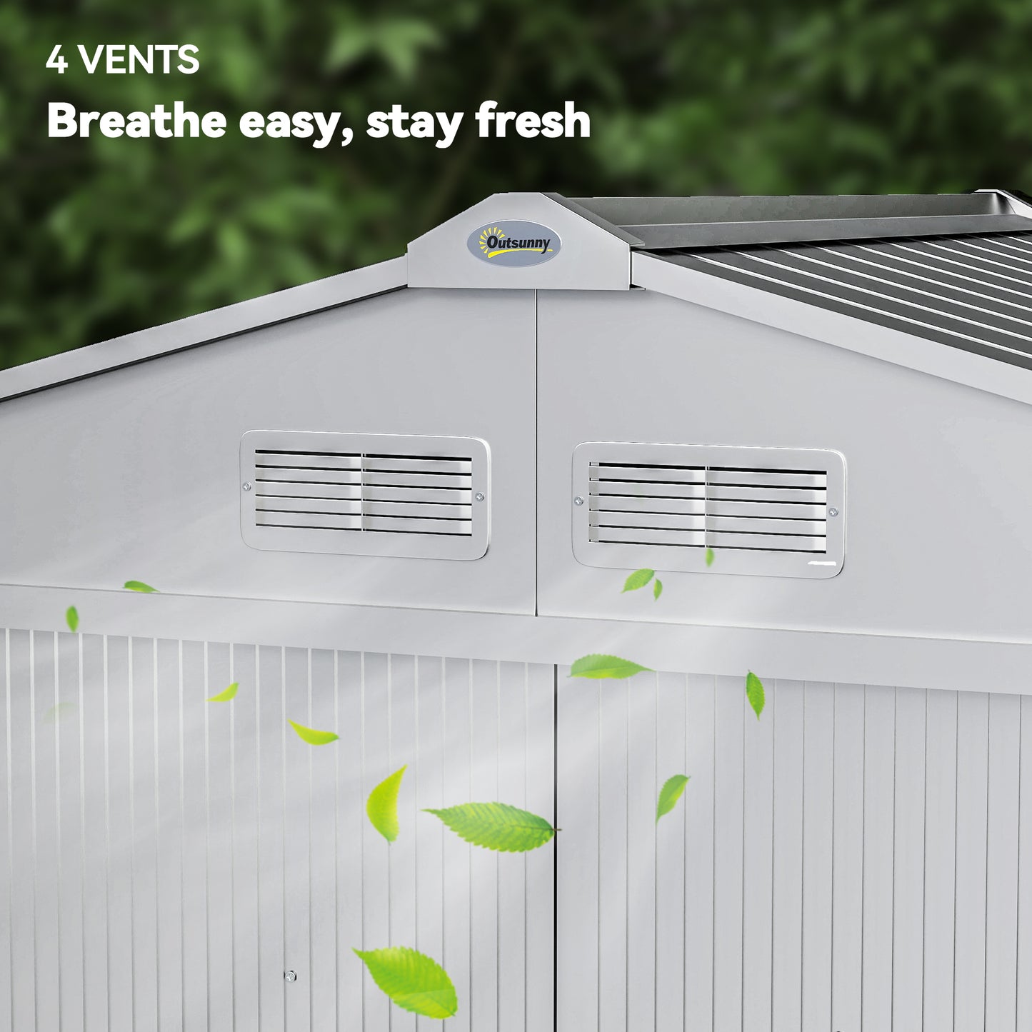 Outsunny 7 By 4ft Lockable Metal Garden Tool Storage Shed Galvanised Steel With Double Sliding Doors Light Grey