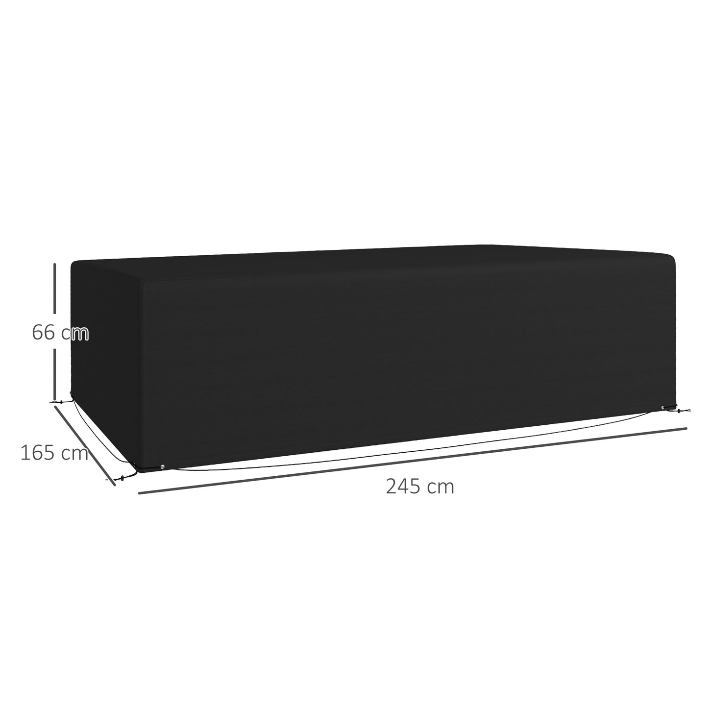 Outsunny Furniture Cover Waterproof Anti UV 600D Heavy Duty Oxford Fabric Rectangular Sofa Table Black 245x165x66 cm