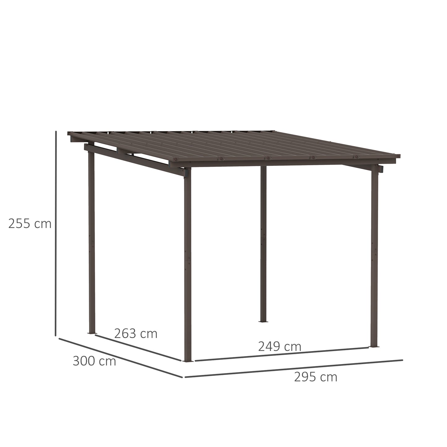 Outsunny 3x3m Garden Pergola With Waterproof Metal Roof Gazebo Wind Resistant Outdoor Sun Shade Easy Assembly