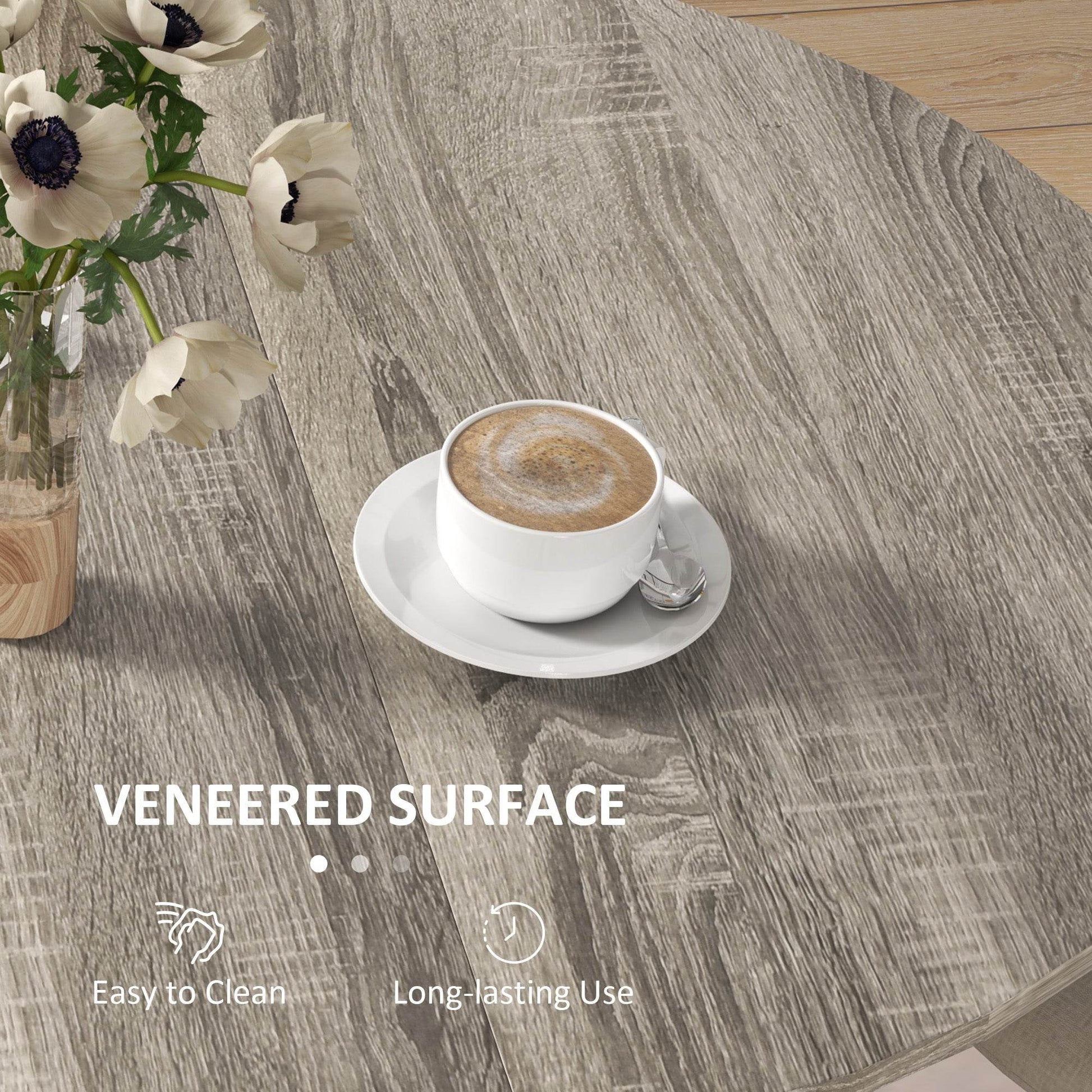 HOMCOM Compact Folding Drop Leaf Dining Table for Small Spaces, Grey - ALL4U RETAILER LTD