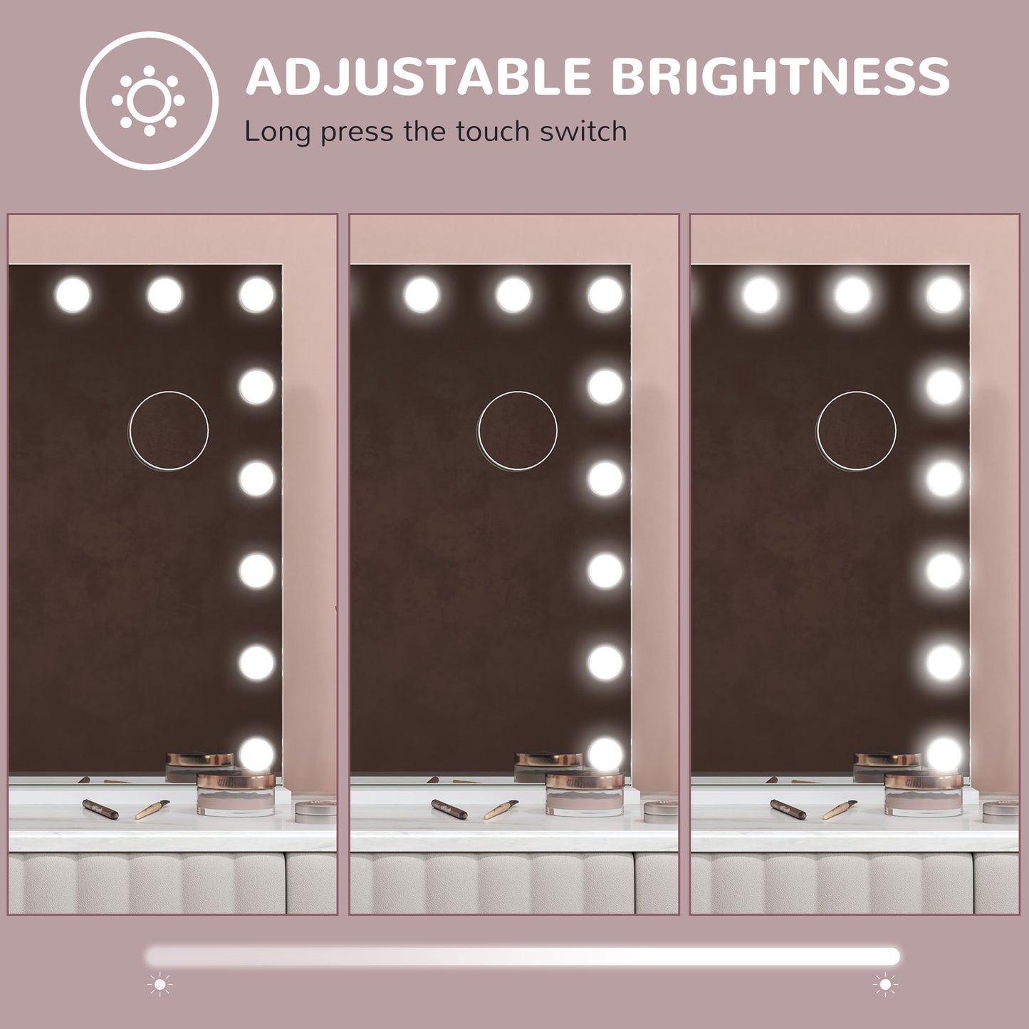 HOMCOM Hollywood Vanity Mirror With Lights 80x62 cm Large Lighted Makeup Mirror 18 LED 10X Magnifying USB Charging Port