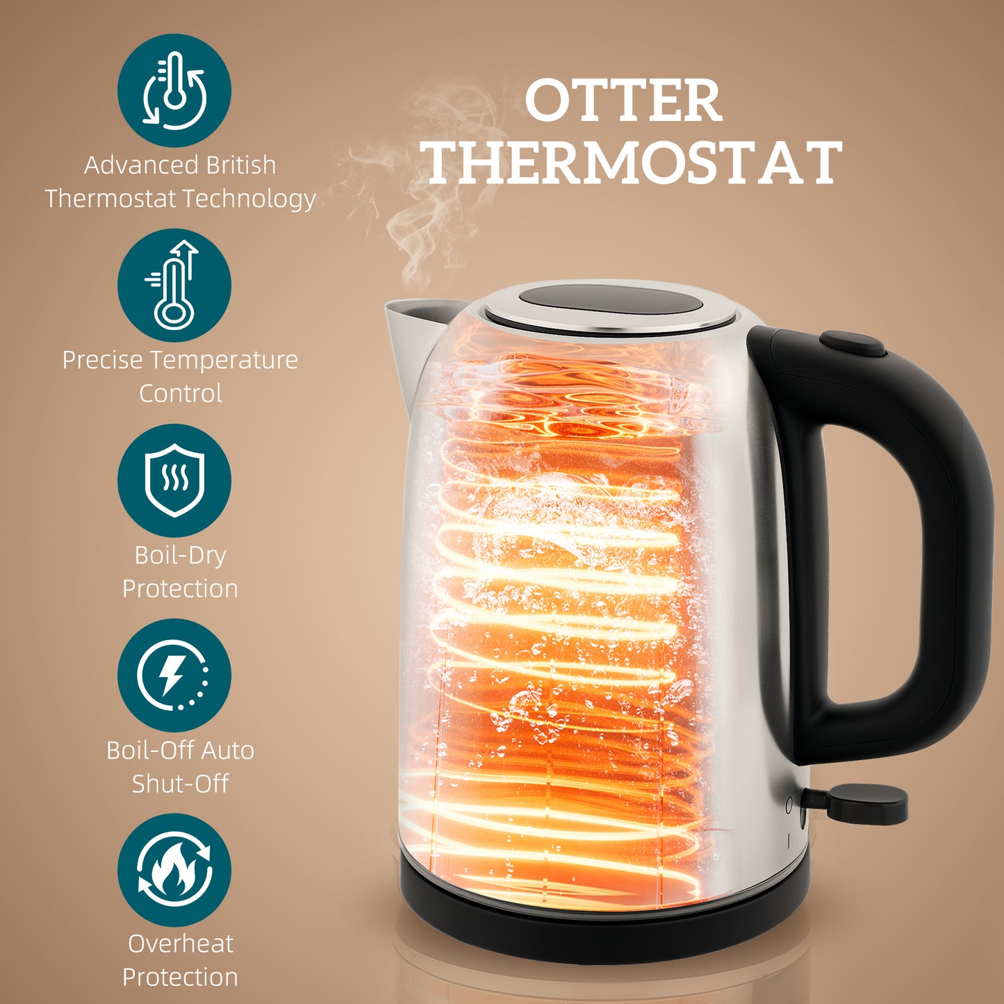 HOMCOM Polished Toaster and Kettle Set Silver Tone With 1.7L Kettle Capacity and LED Indicator
