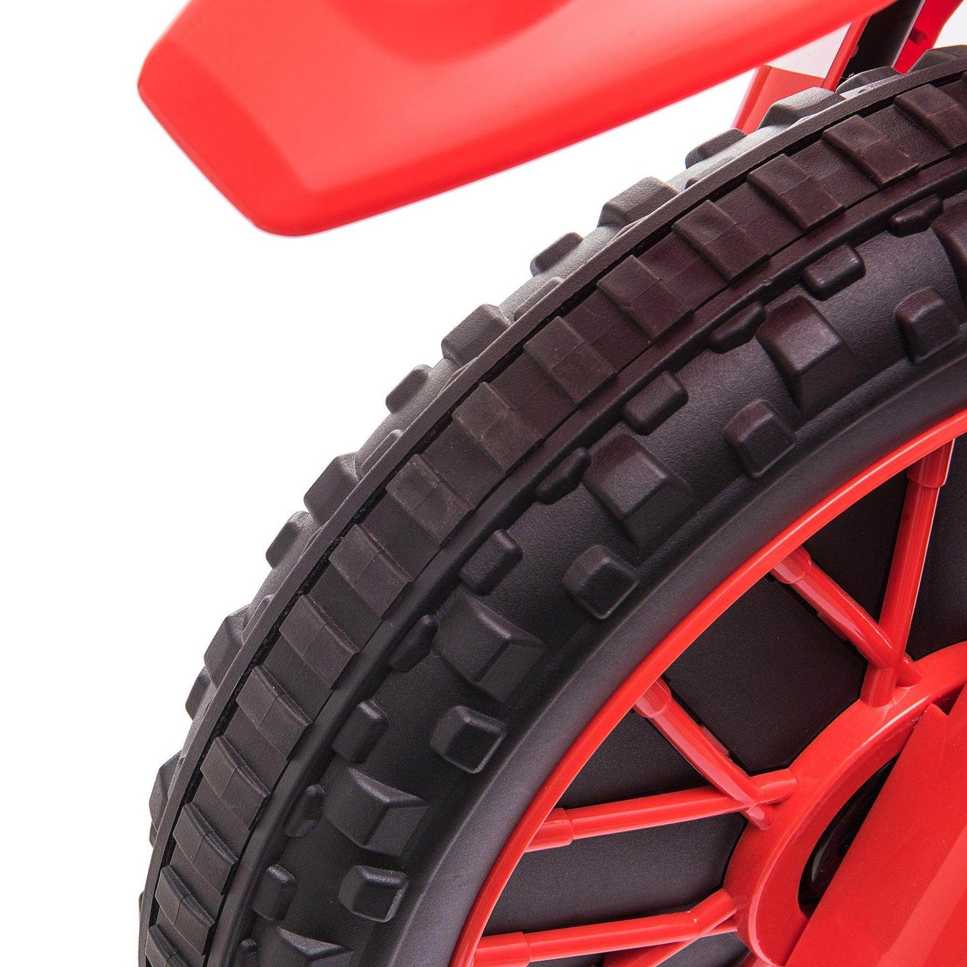 HOMCOM 12V Kids Electric Motorcycle Ride-On with Training Wheels - Red - ALL4U RETAILER LTD